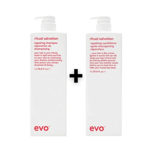 Evo Set Ritual Salvation Repairing Shampoo 1000ml + Ritual Salvation Repairing Conditioner 1000ml - HauptSacheShop